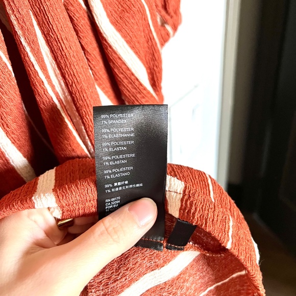 Anthropologie Elodie Off-Shoulder Top Terracotta Burnt Orange Stripes Size Large - Picture 7 of 8